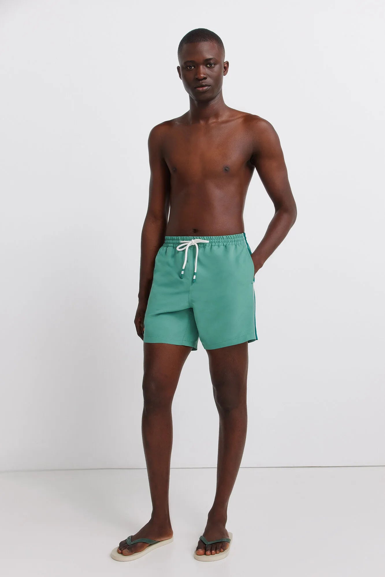 Springfield Green Men Plain V-Shaped Swimwear SKU: 0593928_22 Image 01
