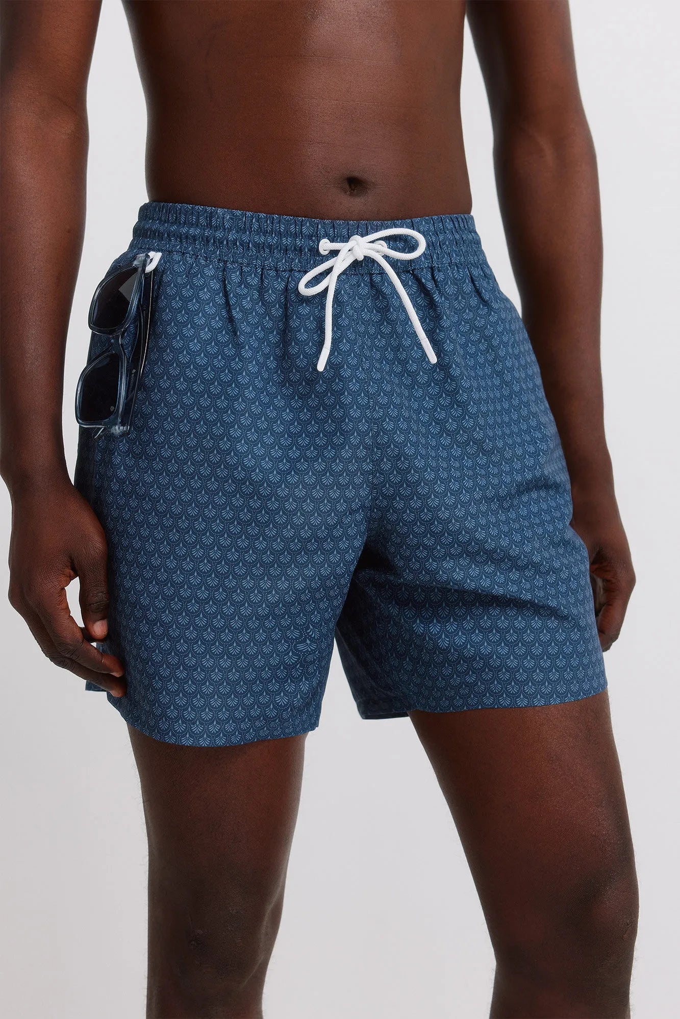 Springfield Blue Men Printed Mosaic Zip Pocket Swimwear SKU: 0593935_17 Image 02