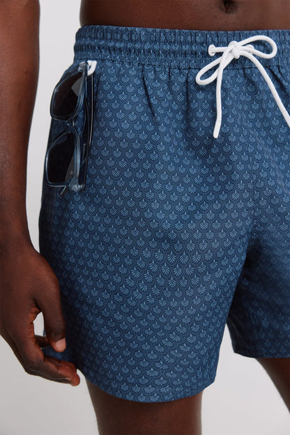 Springfield Blue Men Printed Mosaic Zip Pocket Swimwear SKU: 0593935_17 Image 05