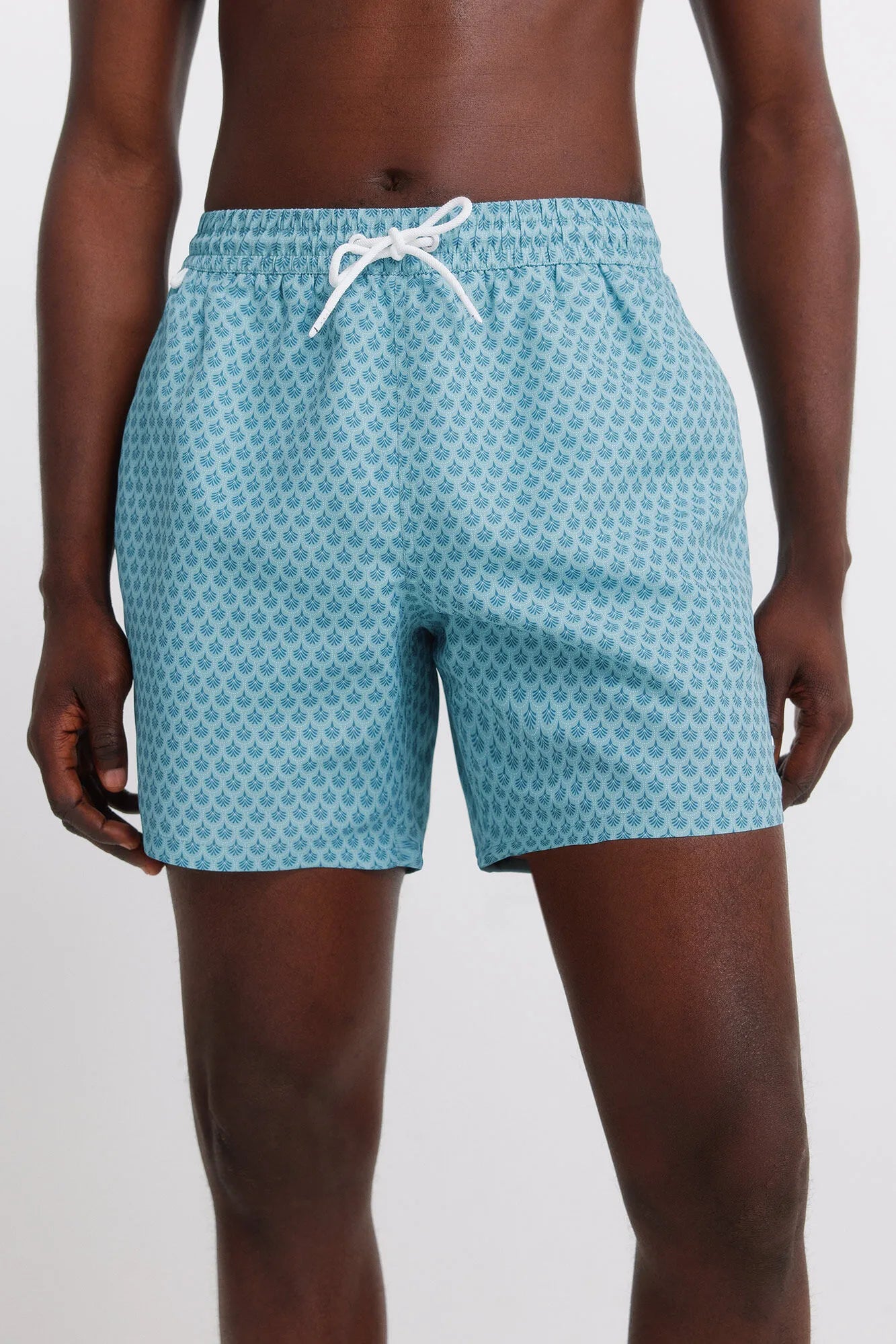 Springfield Blue Men Printed Mosaic Zip Pocket Swimwear SKU: 0593935_82 Image 02
