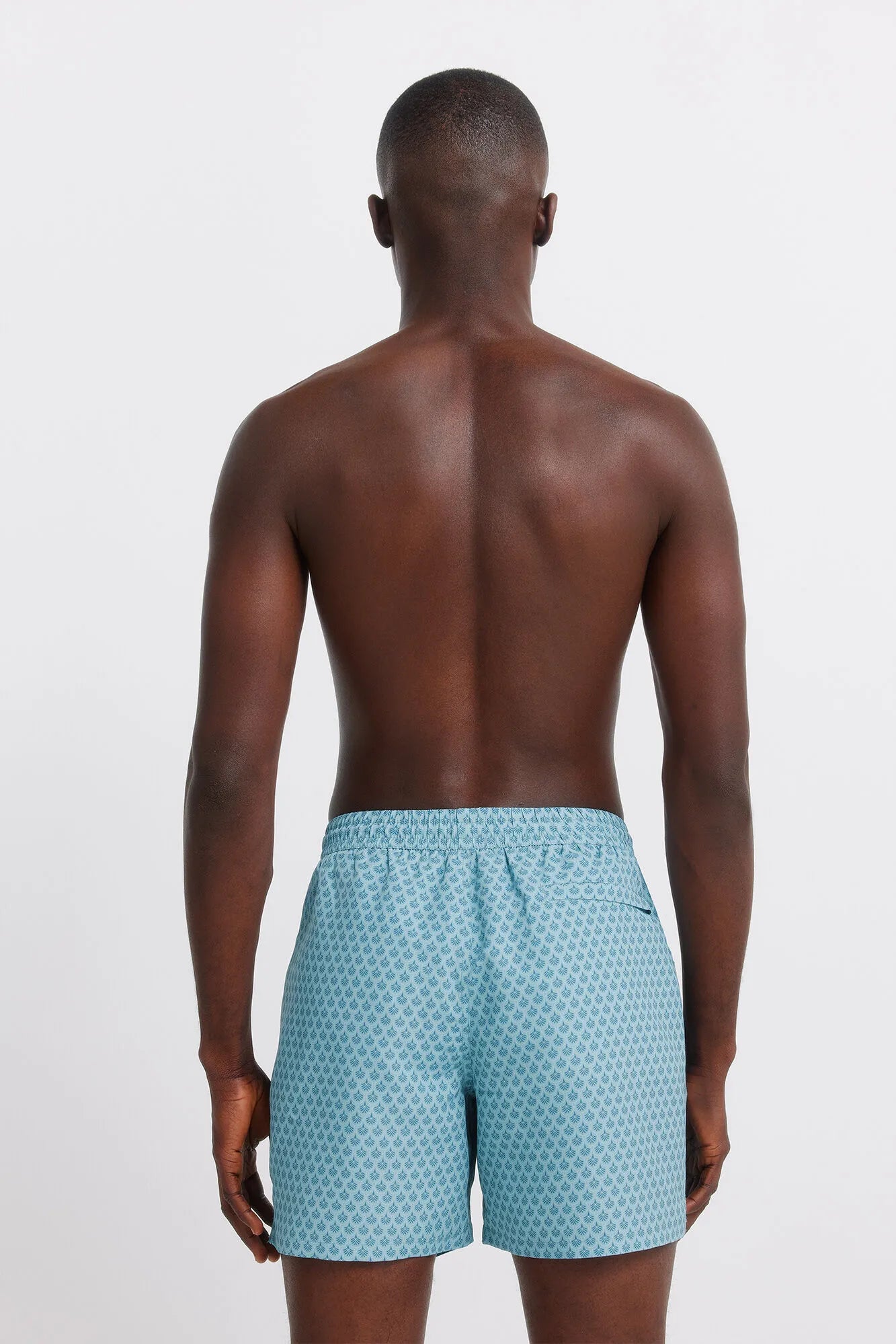 Springfield Blue Men Printed Mosaic Zip Pocket Swimwear SKU: 0593935_82 Image 06