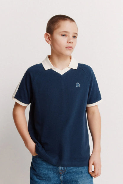 Springfield Blue Boys Cut and Sew Polo Shirt SKU: 0643124_17 Image 04