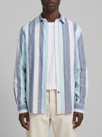 Springfield Blue Men Striped Cotton Shirt SKU: 0943172_12 Image 00