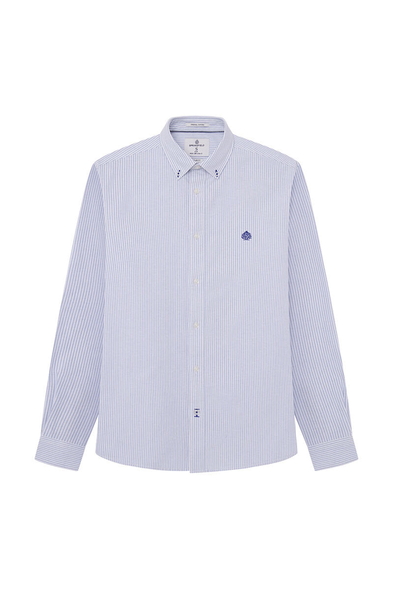 Striped Button Down Shirt With Logo_0947622_18_02