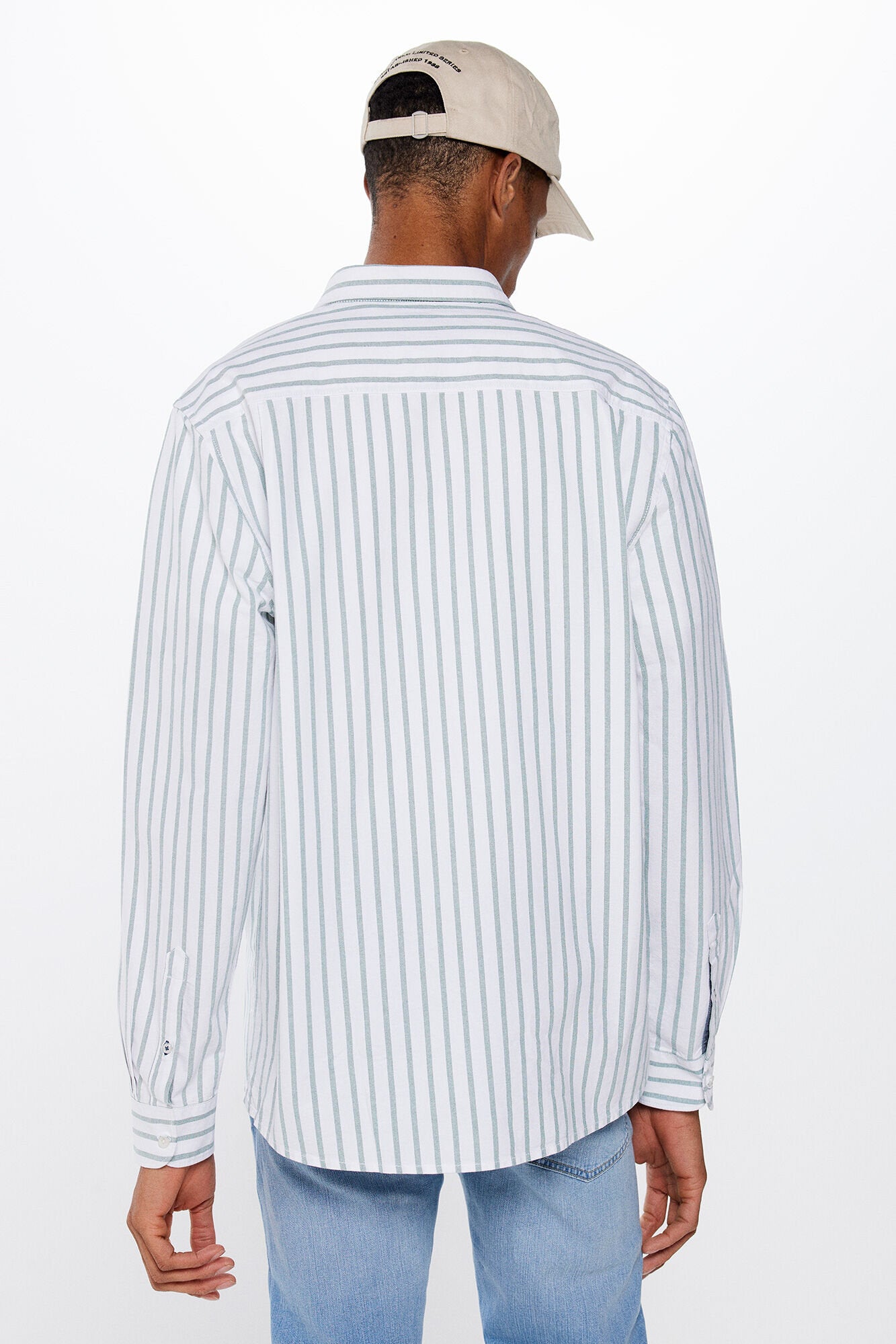 Striped Button Down Shirt With Logo_0947622_27_04