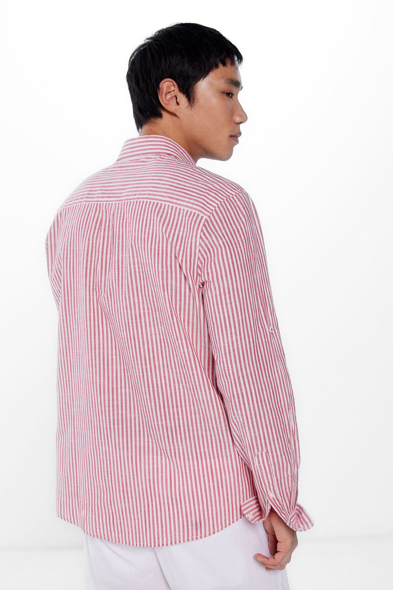 Striped Button Down Shirt With Logo_0947624_61_03