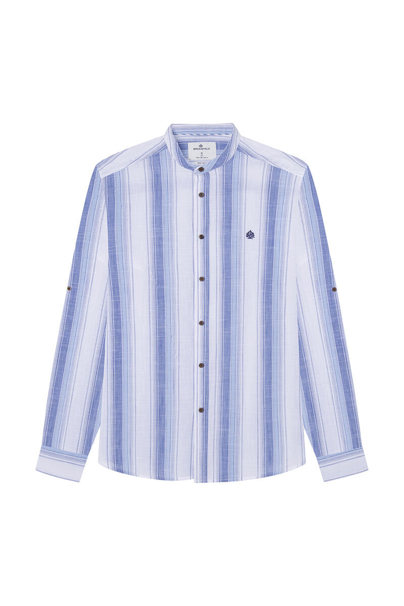 Striped Button Down Shirt With Logo_0947626_18_02