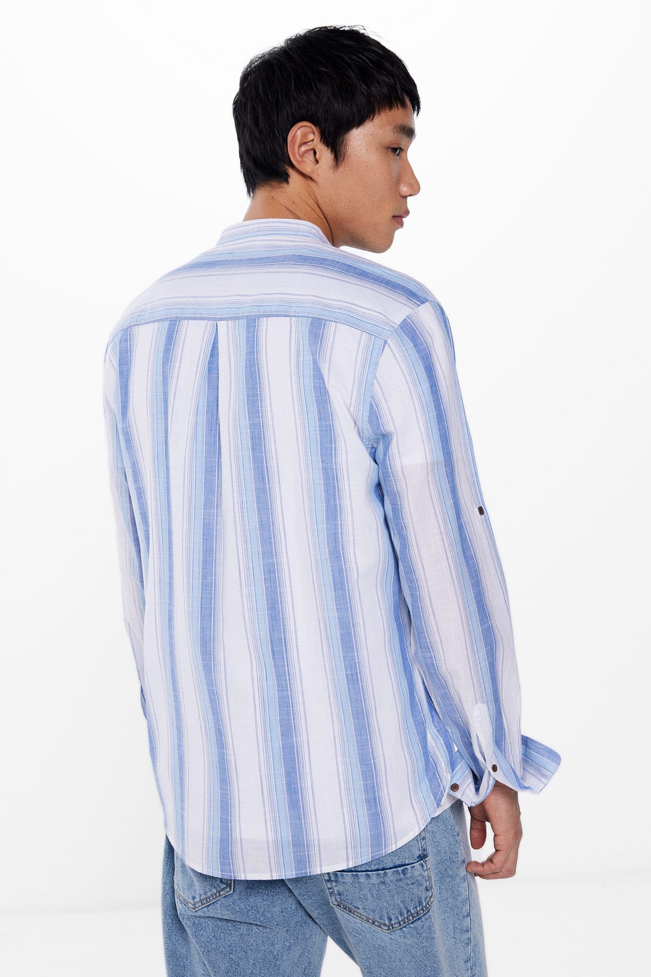 Striped Button Down Shirt With Logo_0947626_18_05
