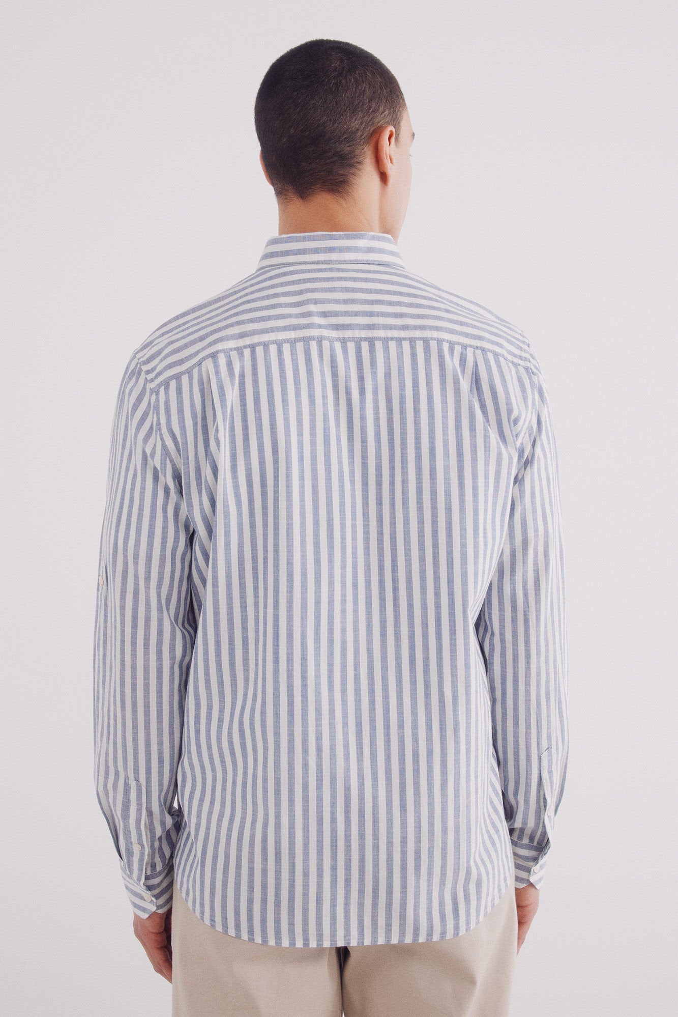 Springfield_Slub Cotton Striped Shirt_0949534_12_03
