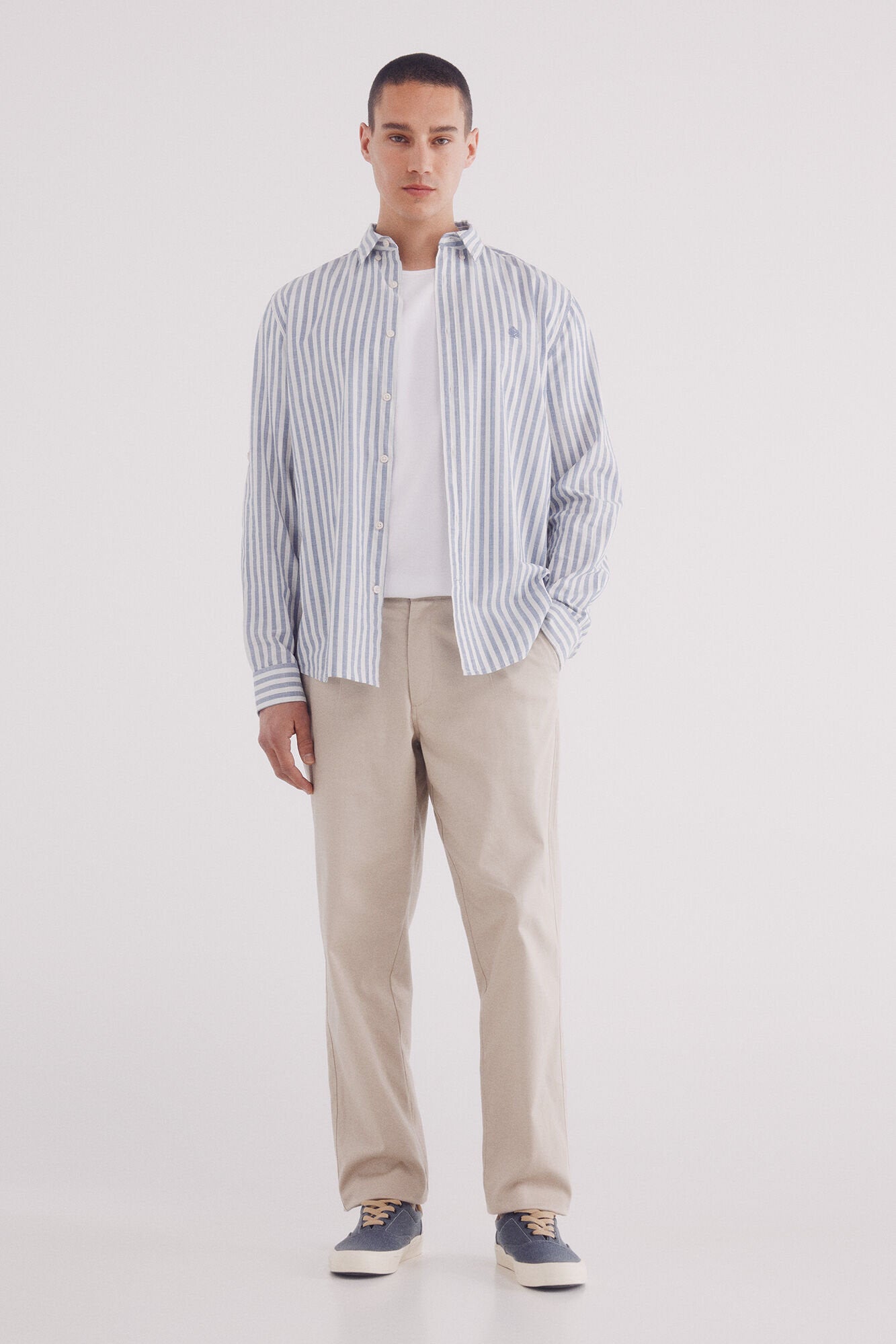 Springfield_Slub Cotton Striped Shirt_0949534_12_04