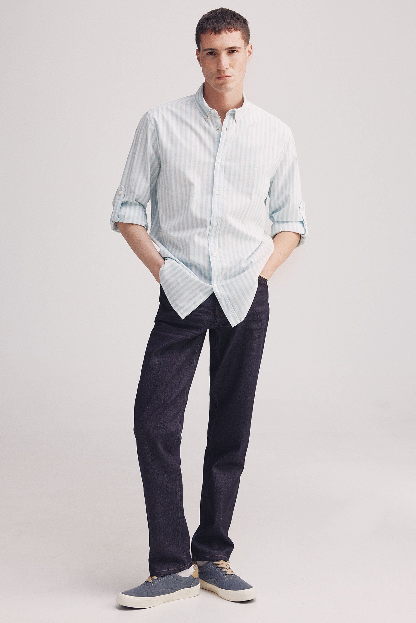 Springfield_Slub Cotton Striped Shirt_0949534_18_04