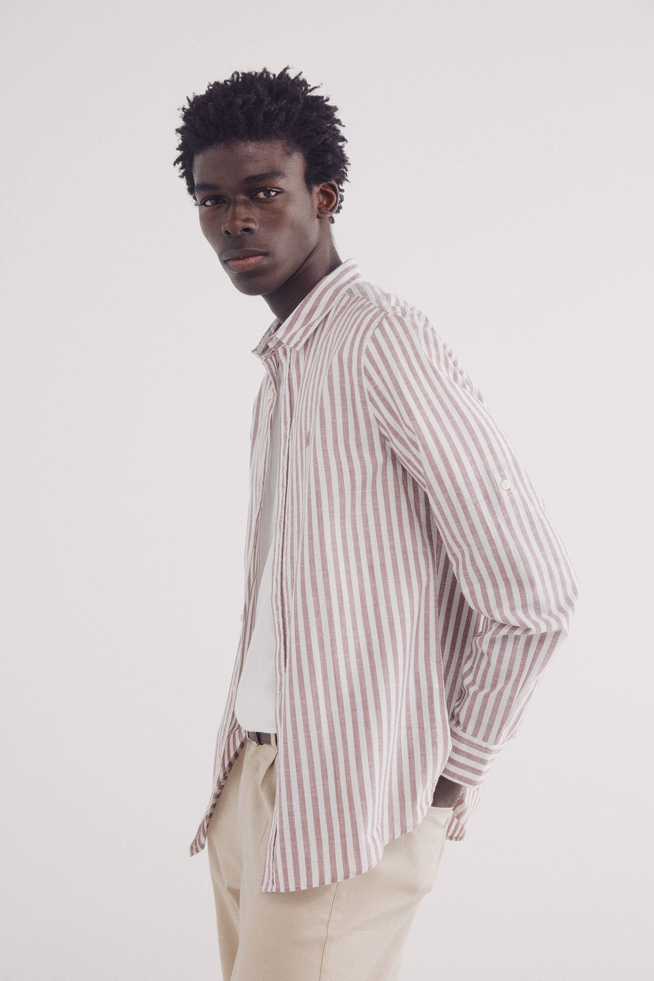 Springfield_Slub Cotton Striped Shirt_0949534_68_01