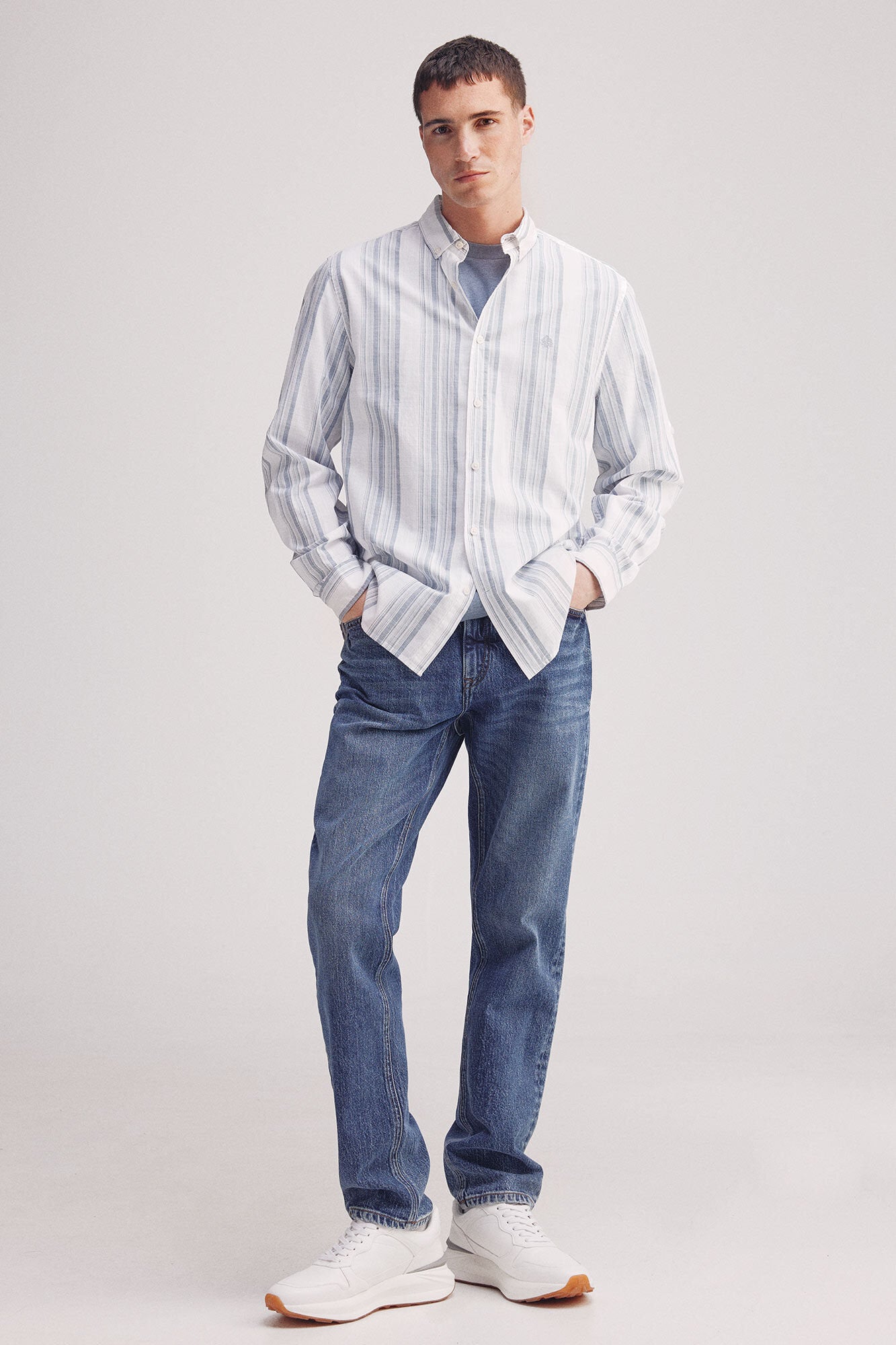 Springfield_Slub Cotton Striped Shirt_0949536_15_04