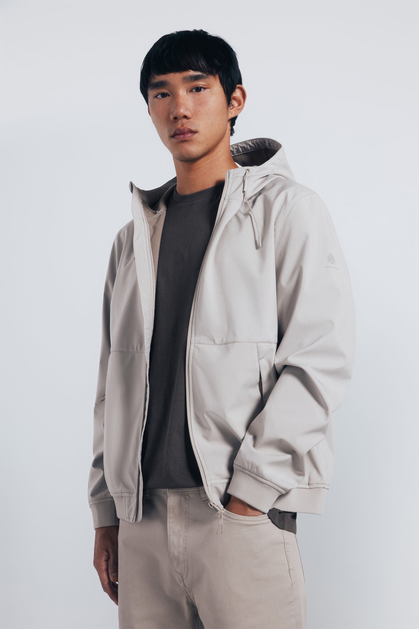 Springfield_Beige_Hood Softshell Jacket_0952083_38_01