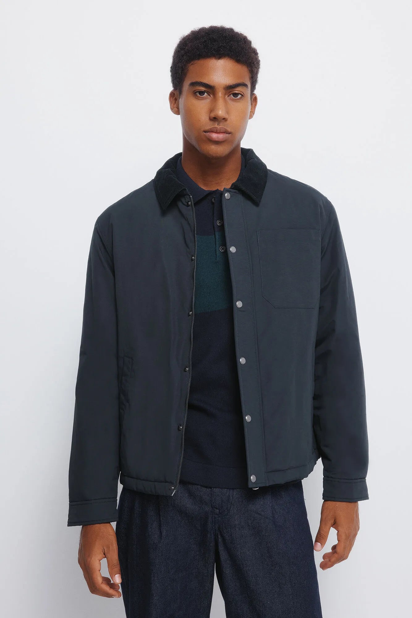 Springfield_Green Print_Corduroy Neck Jacket_0952095_29_03
