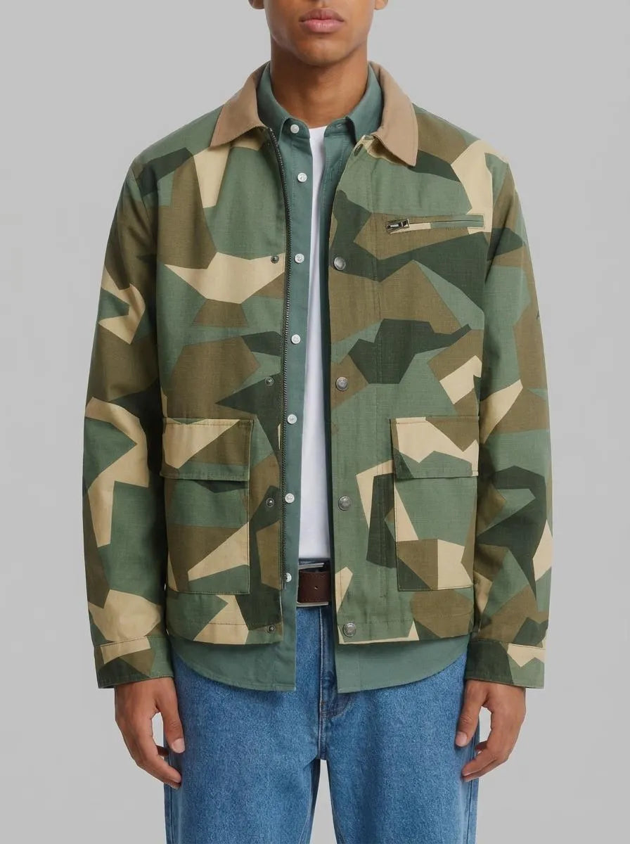 Springfield Khaki Men Camouflage Contrast Collar Parka SKU: 0953537_95 Image 00