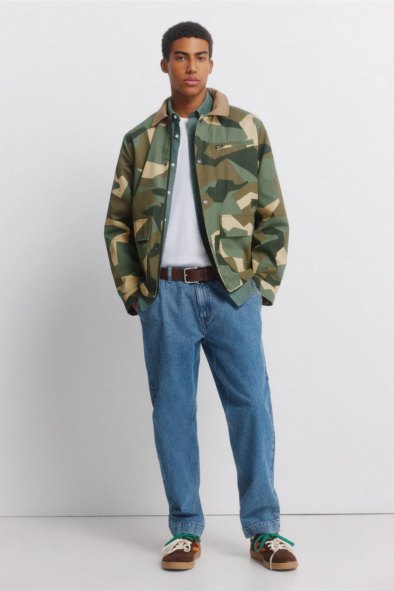 Springfield Khaki Men Camouflage Contrast Collar Parka SKU: 0953537_95 Image 05