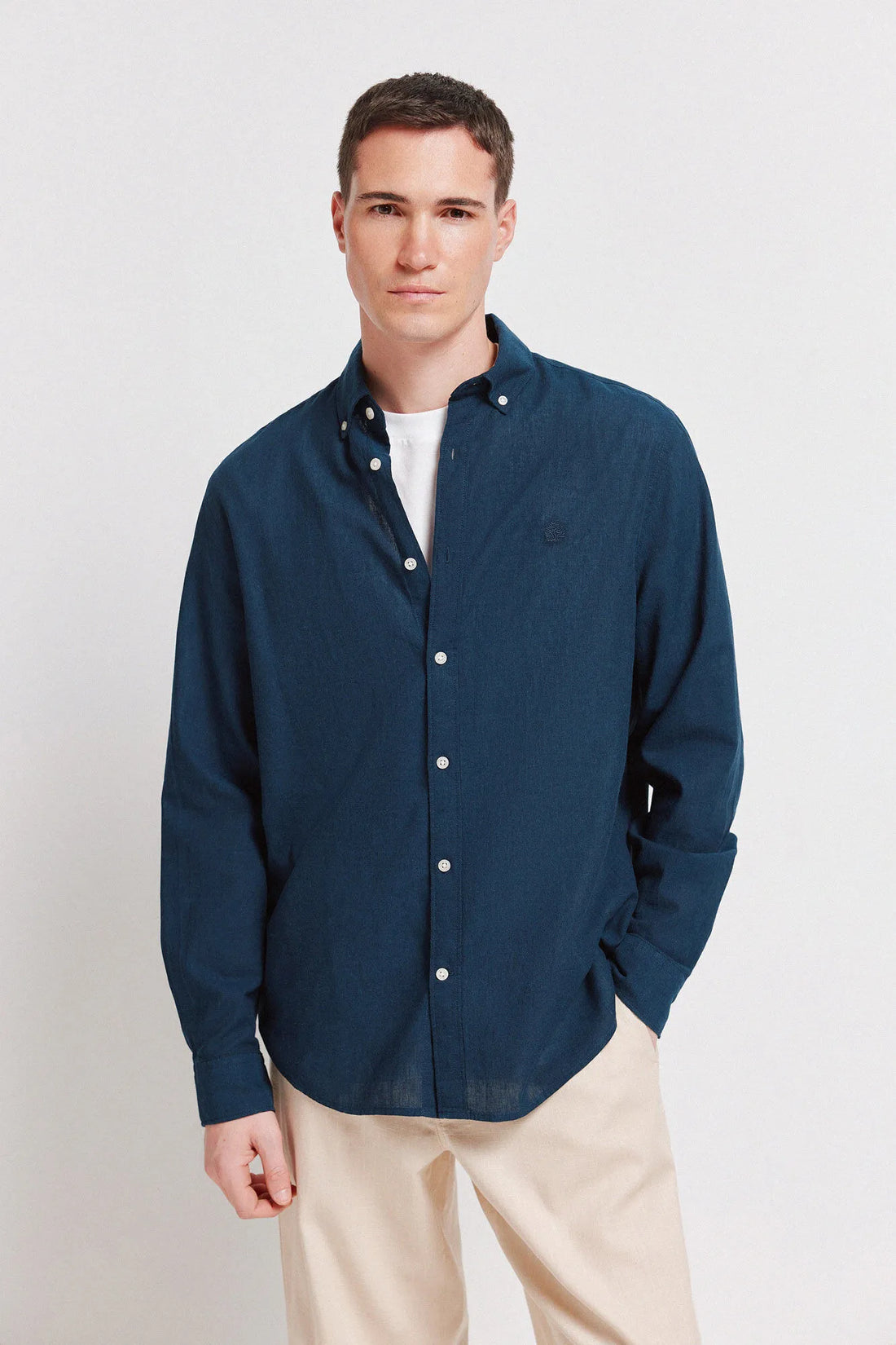 Springfield Blue Men Linen Shirt SKU: 0993387_11 Image 01