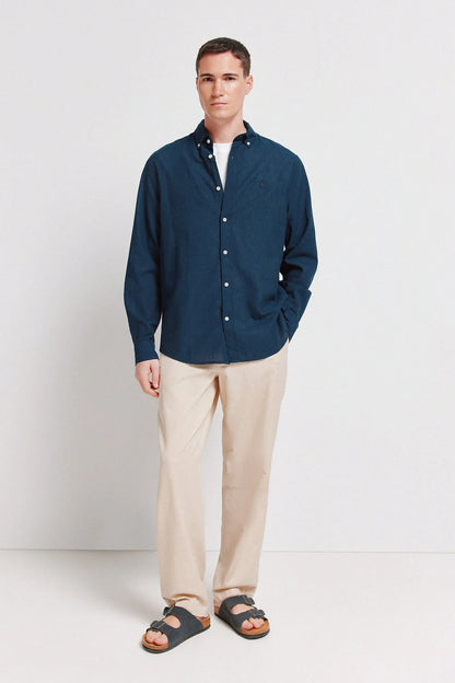 Springfield Blue Men Linen Shirt SKU: 0993387_11 Image 02