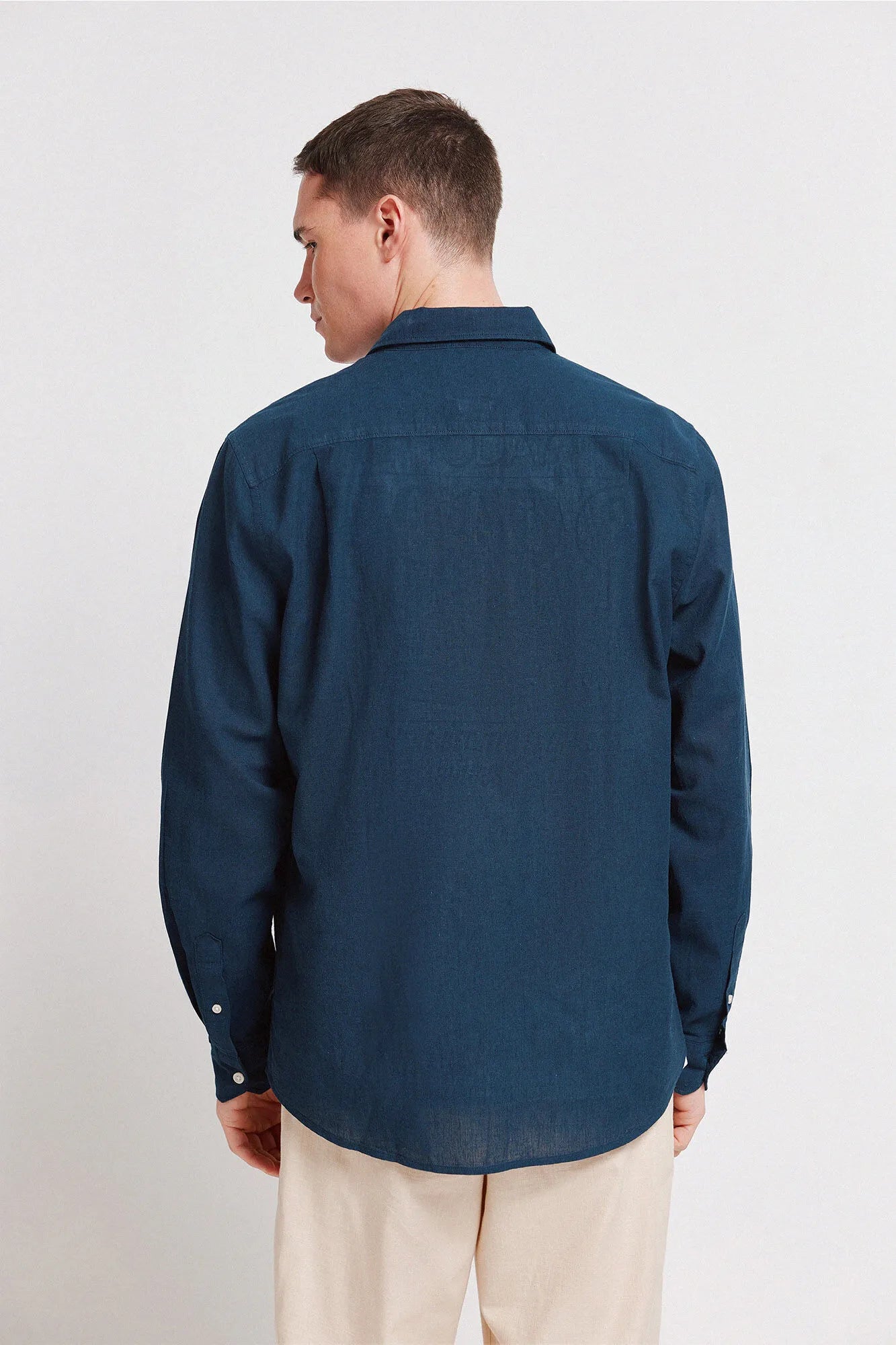 Springfield Blue Men Linen Shirt SKU: 0993387_11 Image 04