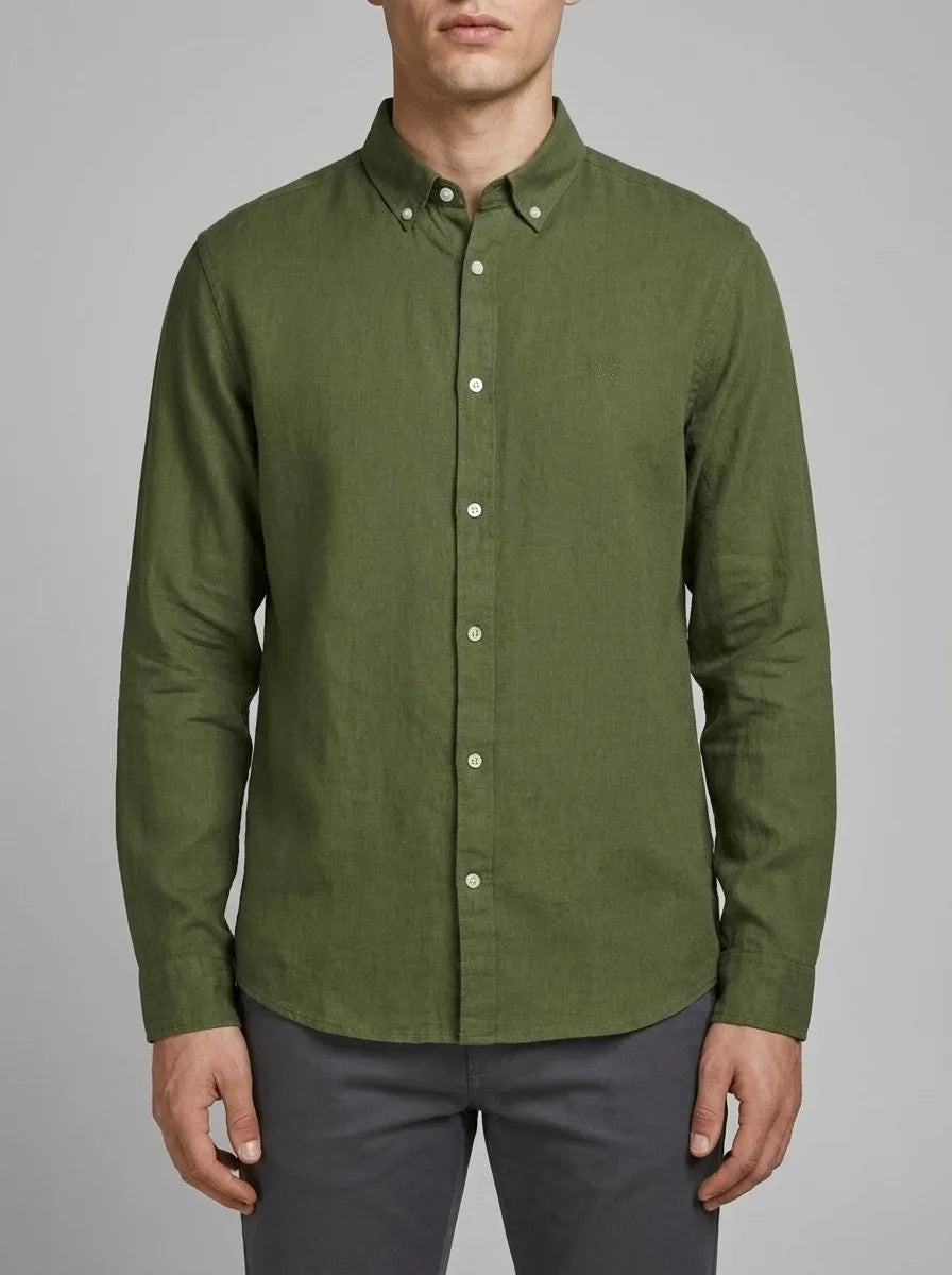 Springfield Khaki Men Linen Shirt SKU: 0993387_93 Image 00
