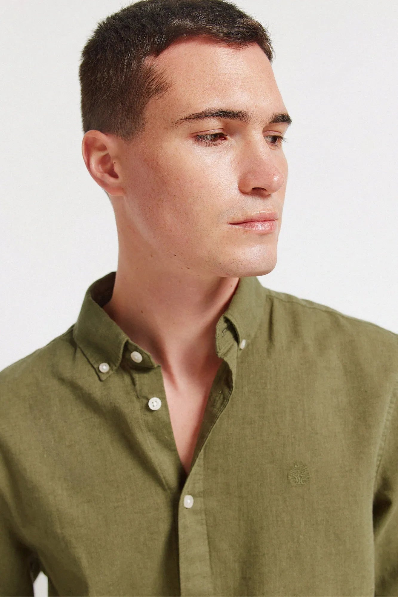 Springfield Khaki Men Linen Shirt SKU: 0993387_93 Image 04