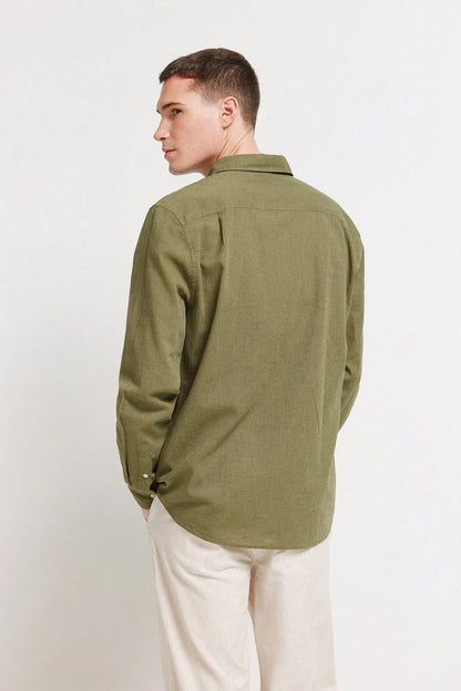 Springfield Khaki Men Linen Shirt SKU: 0993387_93 Image 05