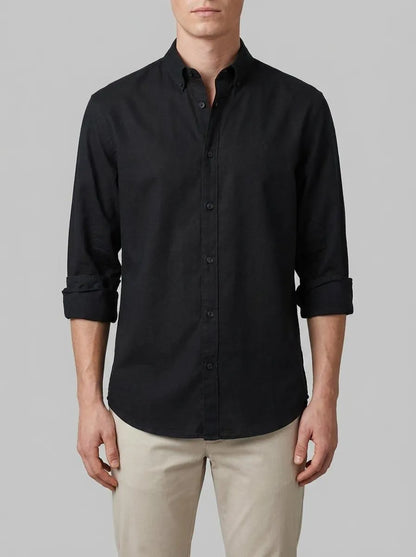 Springfield Black Men Linen Shirt SKU: 0993388_01 Image 00