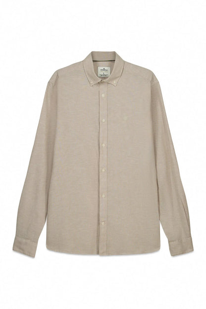 Springfield Beige Men Linen Shirt SKU: 0993388_52 Image 04