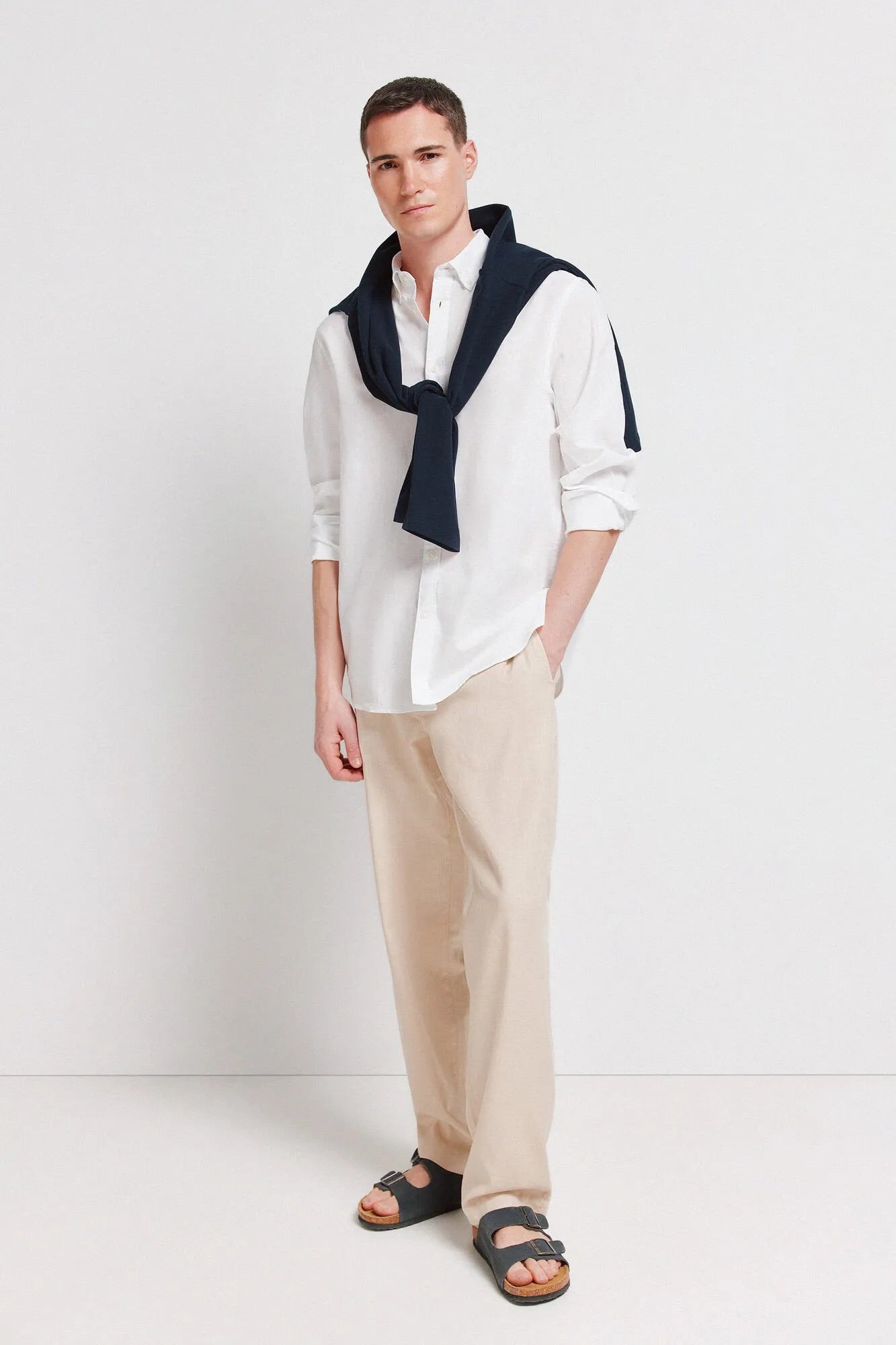 Springfield White Men Linen Shirt SKU: 0993388_99 Image 02