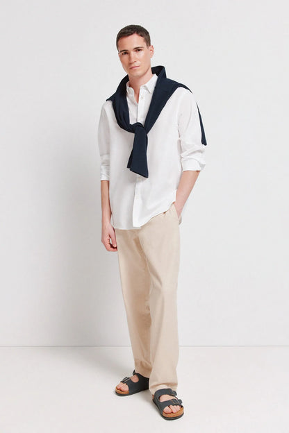 Springfield White Men Linen Shirt SKU: 0993388_99 Image 02