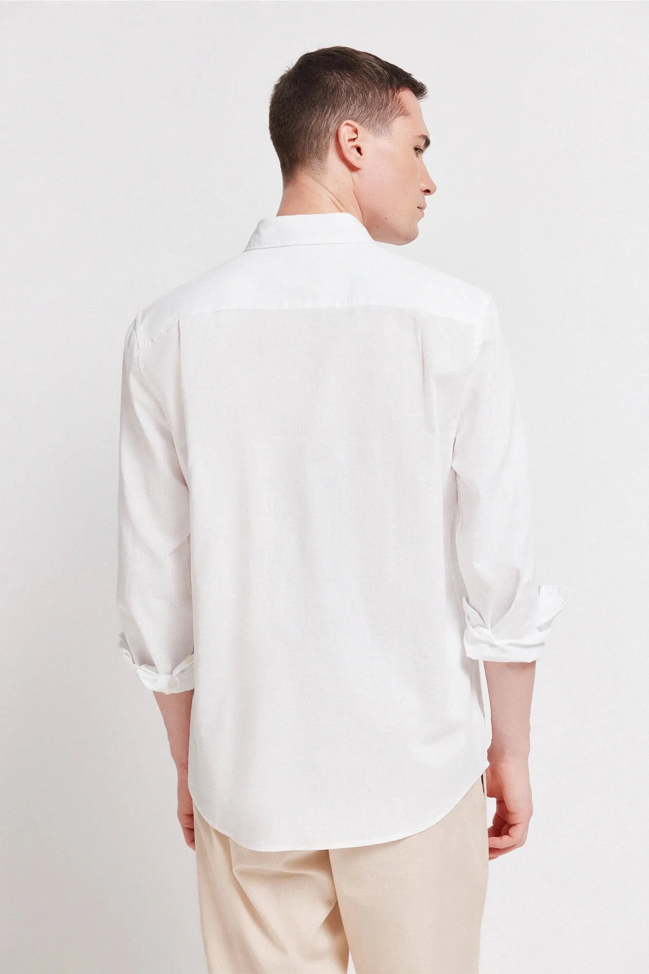 Springfield White Men Linen Shirt SKU: 0993388_99 Image 04