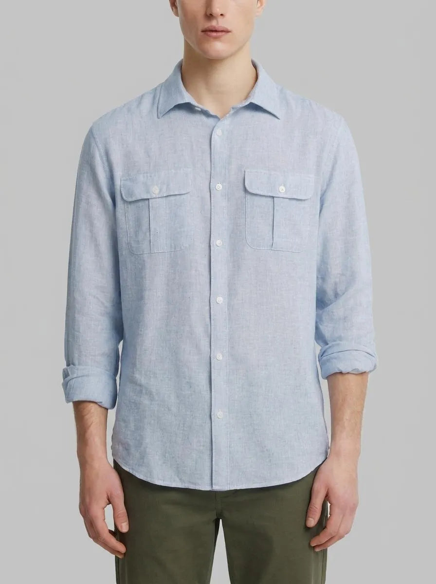Springfield Blue Men Linen Viscose Pockets T-Shirt SKU: 0993392_13 Image 00