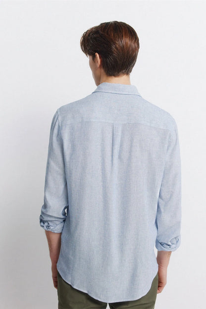 Springfield Blue Men Linen Viscose Pockets T-Shirt SKU: 0993392_13 Image 04