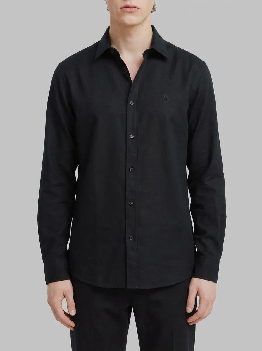 Springfield Black Men Linen Shirt SKU: 0993395_01 Image 00