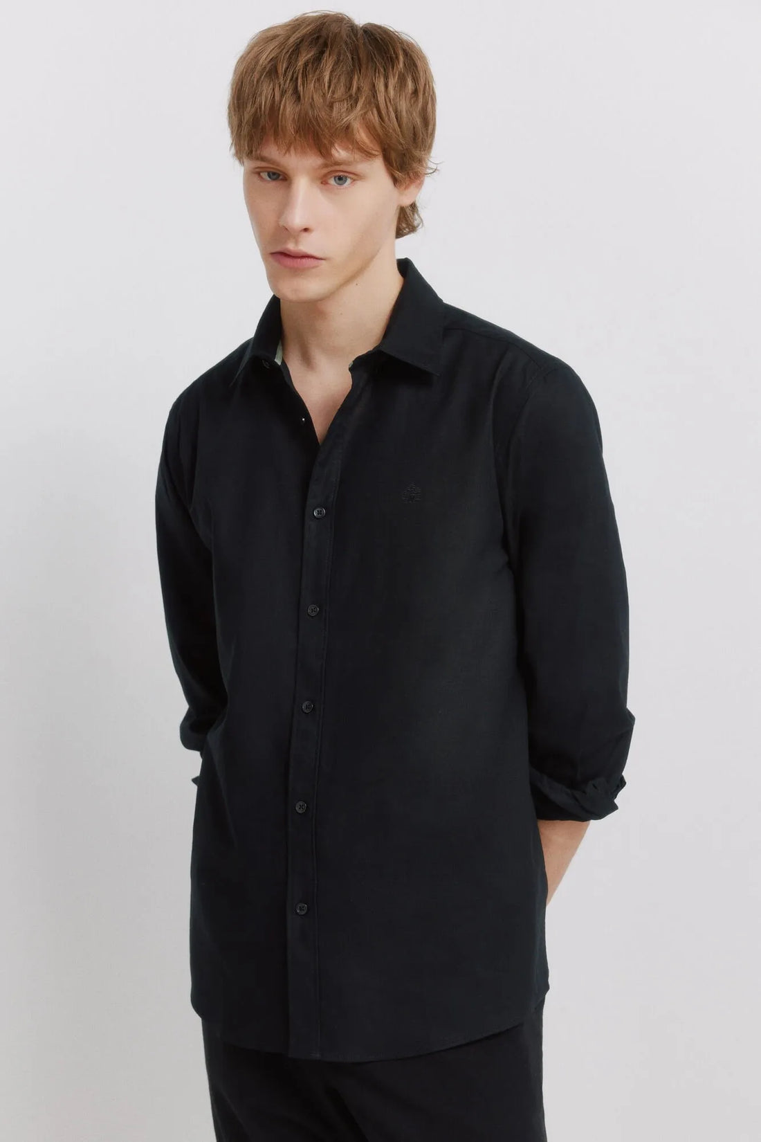Springfield Black Men Linen Shirt SKU: 0993395_01 Image 01
