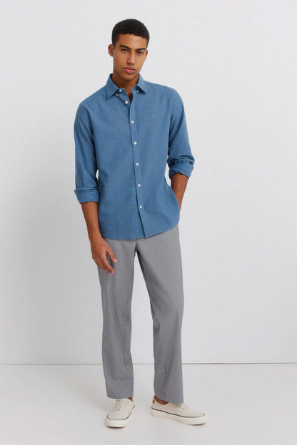 Springfield Blue Men Linen Shirt SKU: 0993395_13 Image 02