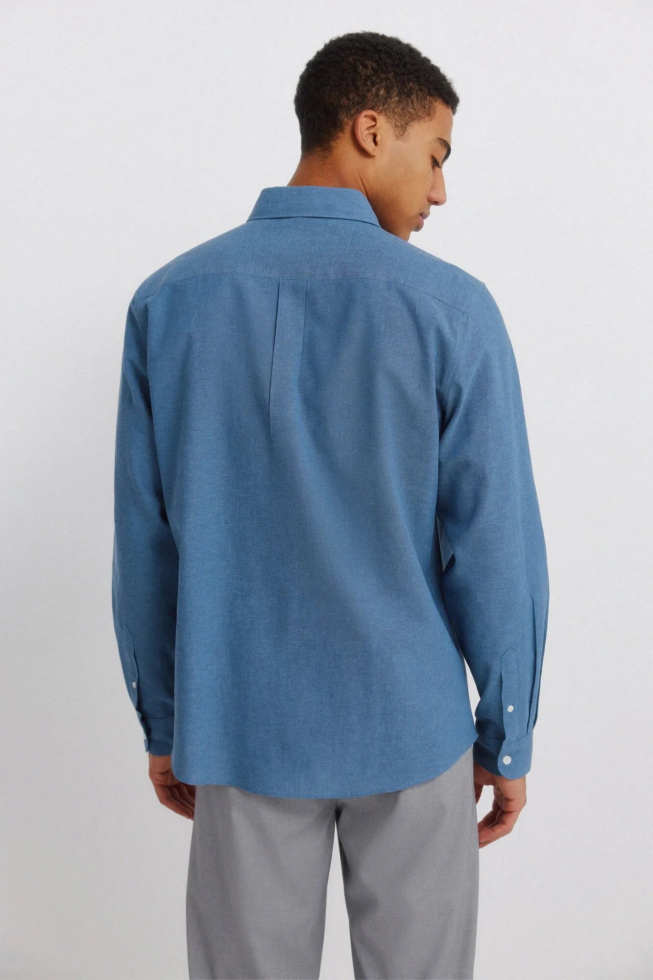 Springfield Blue Men Linen Shirt SKU: 0993395_13 Image 03