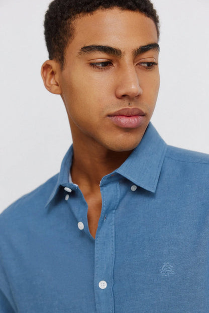 Springfield Blue Men Linen Shirt SKU: 0993395_13 Image 04