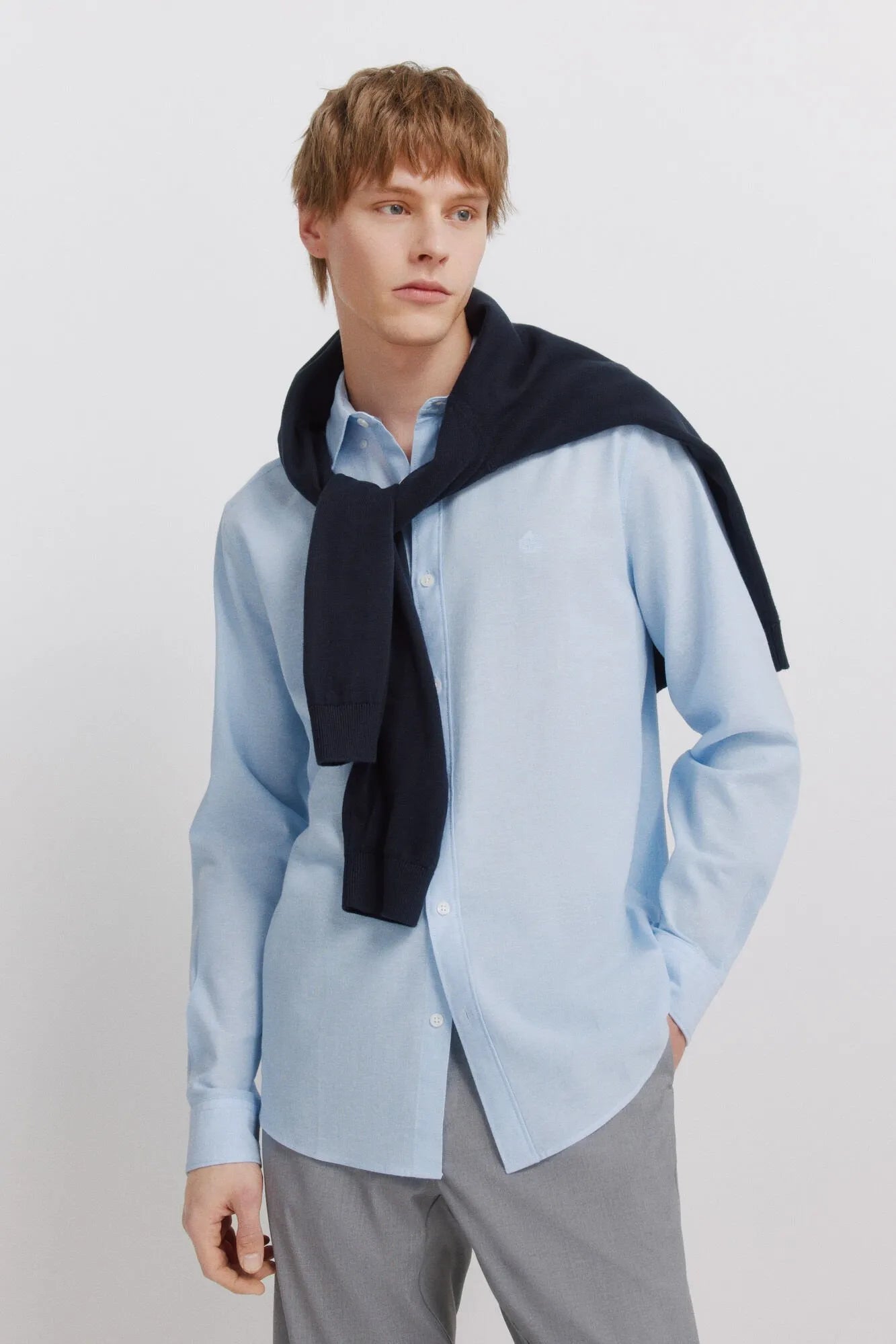 Springfield Blue Men Linen Shirt SKU: 0993395_15 Image 01