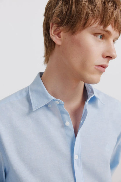 Springfield Blue Men Linen Shirt SKU: 0993395_15 Image 03