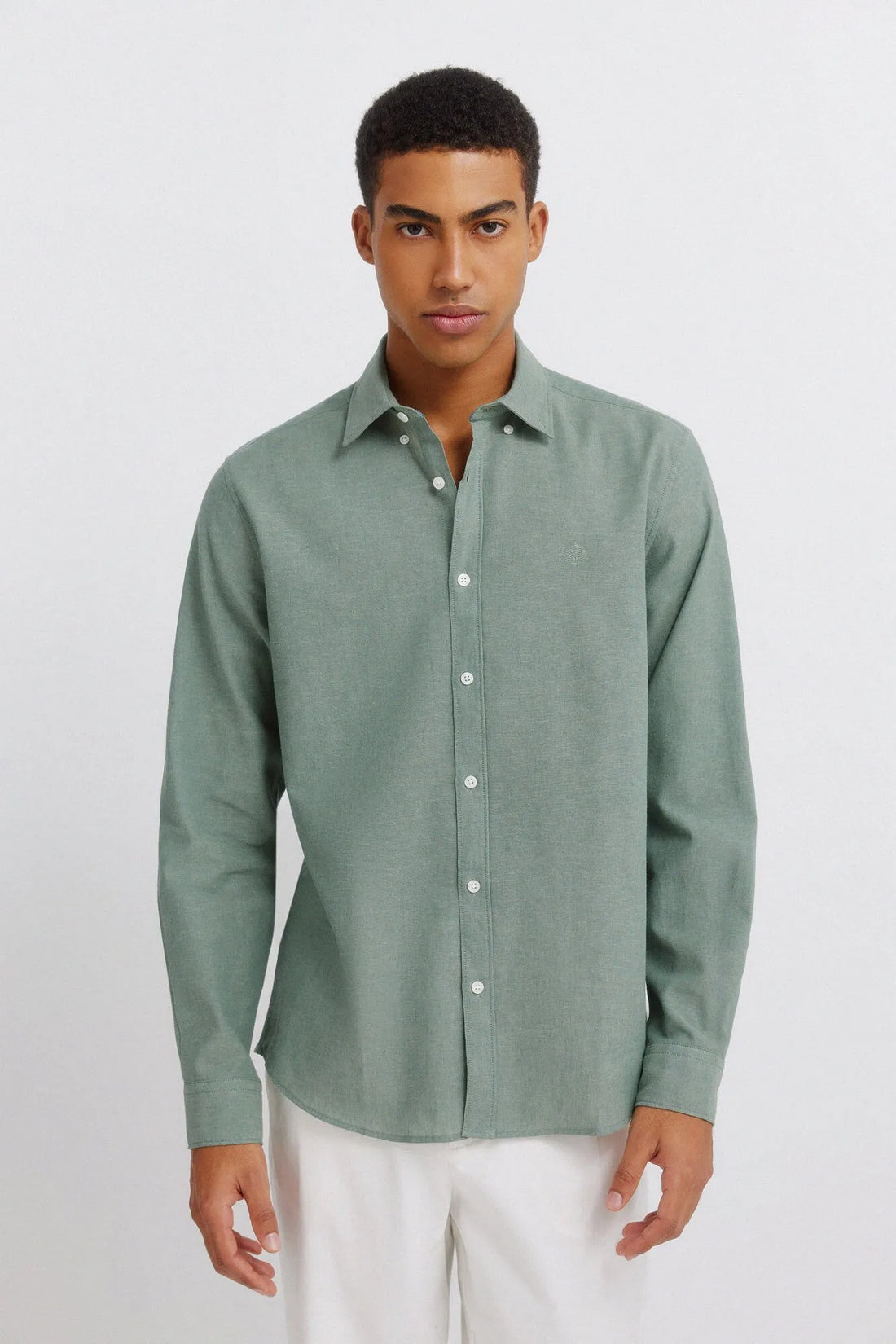 Springfield Green Men Linen Shirt SKU: 0993395_26 Image 01