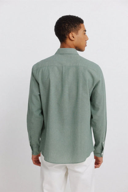 Springfield Green Men Linen Shirt SKU: 0993395_26 Image 03