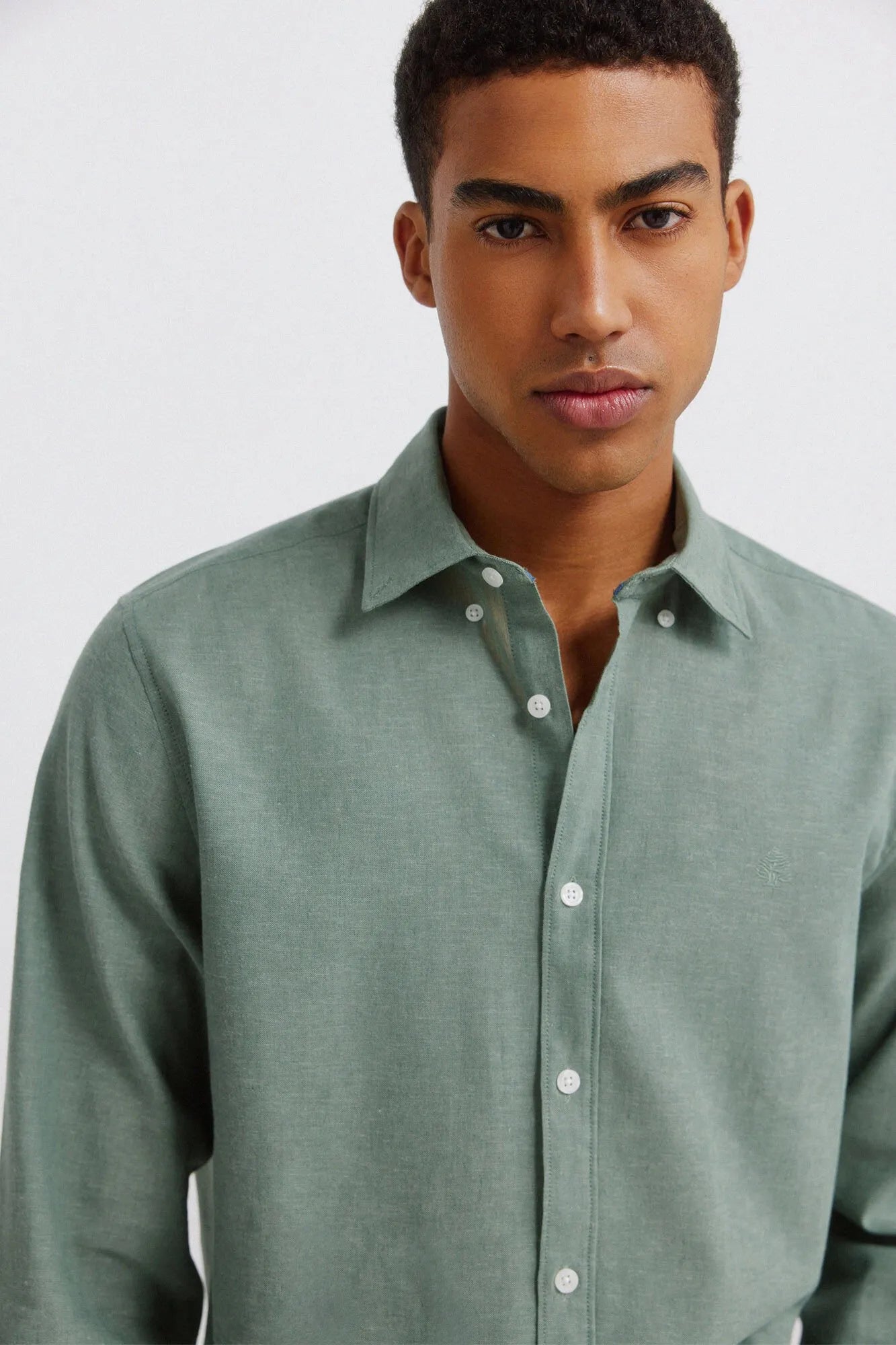 Springfield Green Men Linen Shirt SKU: 0993395_26 Image 04