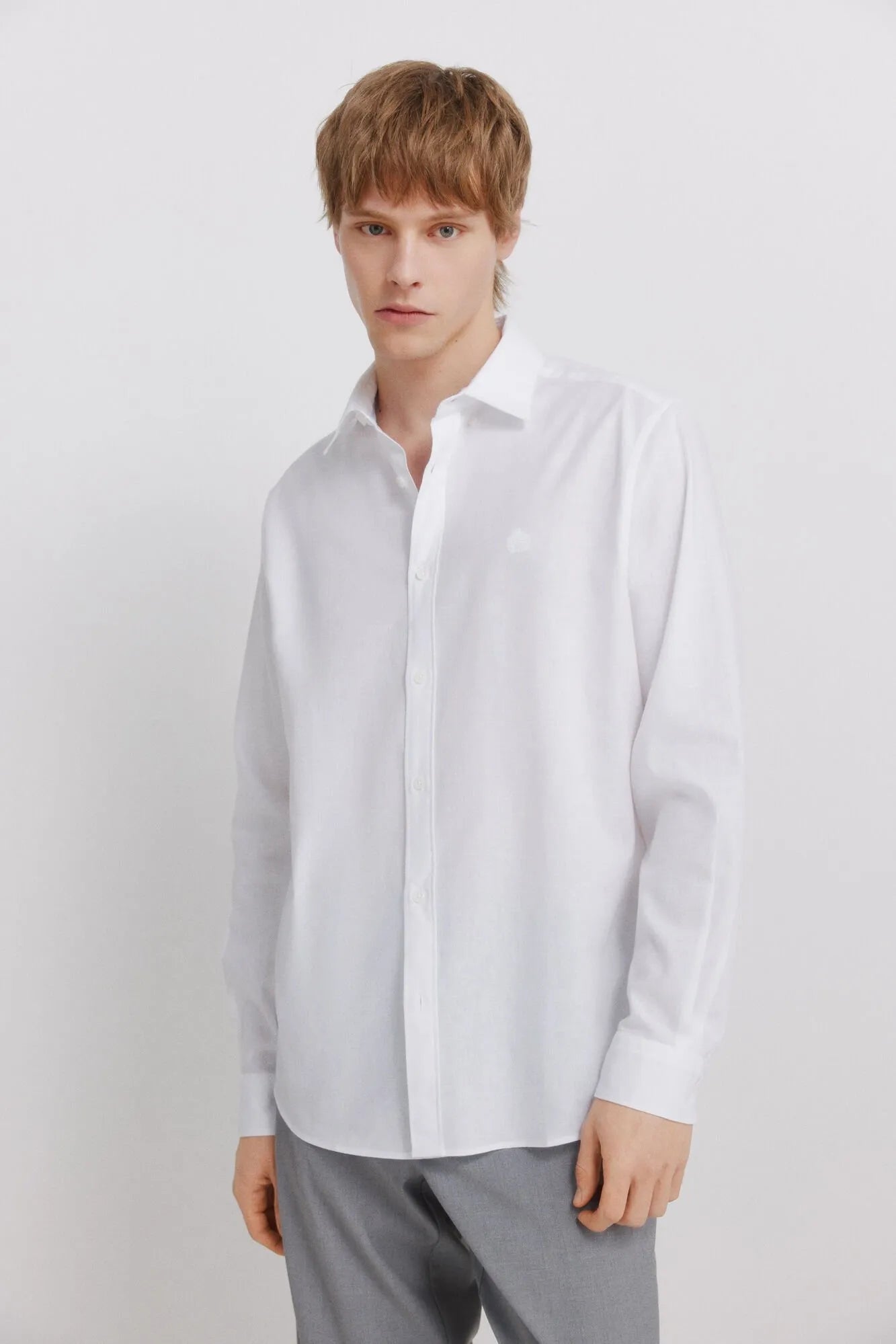 Springfield White Men Linen Shirt SKU: 0993395_99 Image 01