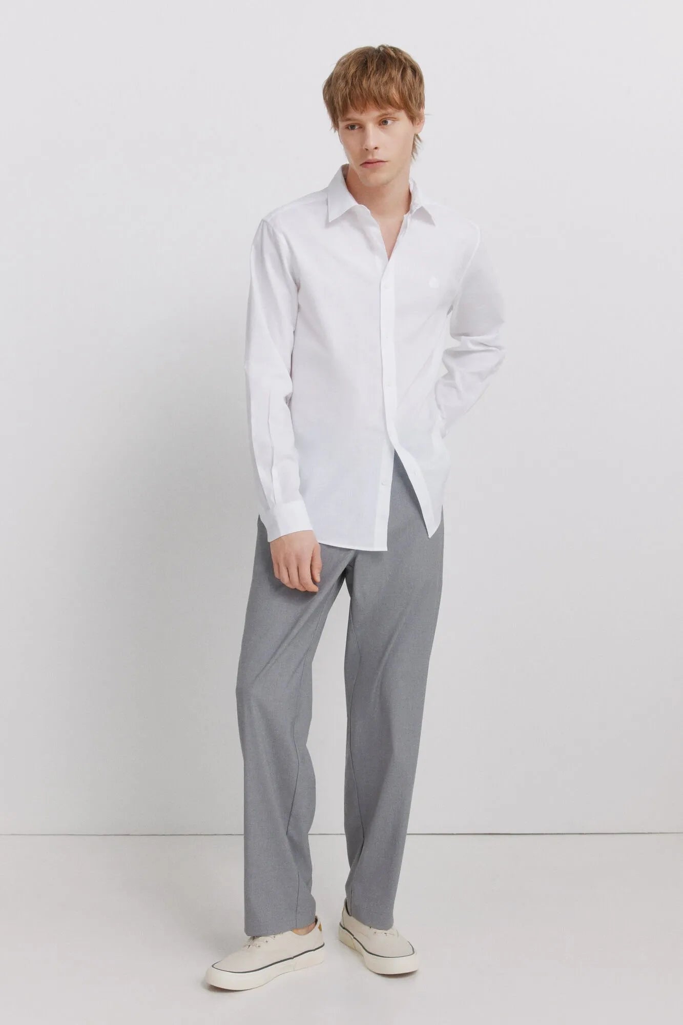Springfield White Men Linen Shirt SKU: 0993395_99 Image 05