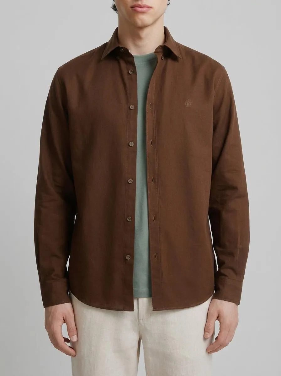 Springfield Beige Men Linen Shirt SKU: 0993397_37 Image 00