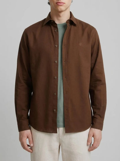 Springfield Beige Men Linen Shirt SKU: 0993397_37 Image 00