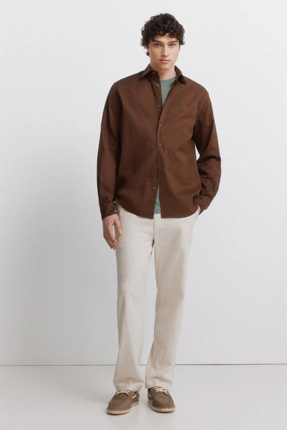 Springfield Beige Men Linen Shirt SKU: 0993397_37 Image 03