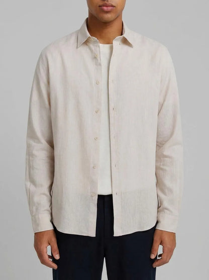 Springfield Beige Men Linen Shirt SKU: 0993397_51 Image 00